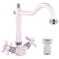 MK121.5/8BC MORAVA RETRO - смеситель для умывальника, CLICK-CLACK, БЕЛЫЙ ГЛЯНЦЕВЫЙ/ХРОМ RAV Slezak