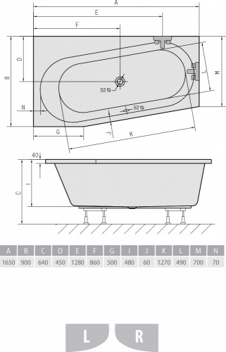 Акриловая ванна ALPEN Astra 165x90 WL фото 3