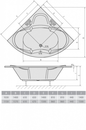 Акриловая ванна ALPEN Simona 140 фото 3