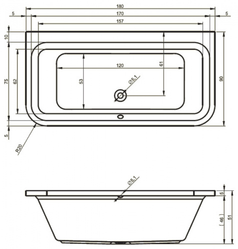 Ванна акриловая Julia 180  фото 2