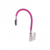 AM719.5/12R AMUR - смеситель кухонный, лейка на 2 режима (кнопочное переключ. режим.), ХРОМ/РОЗОВЫЙ RAV Slezak