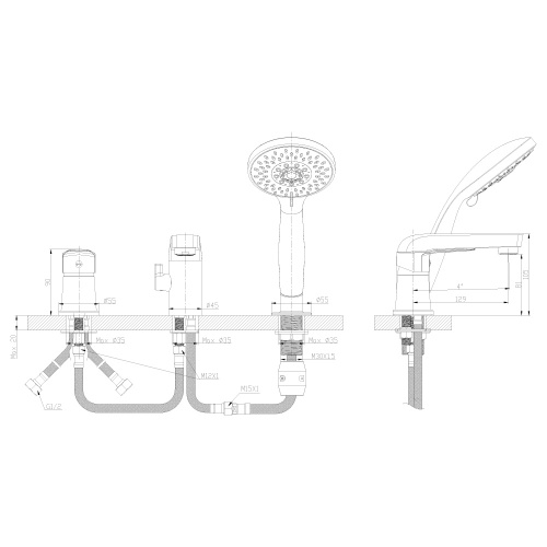 Смеситель для ванны Rossinka S (S35-39) фото 2
