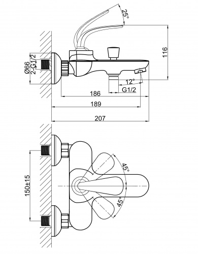 Смеситель для ванны D&K Venice Gondola (DA1023241) фото 6