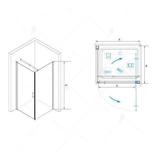 Душевой уголок RGW LE-33 Прозрачное 1000x1000