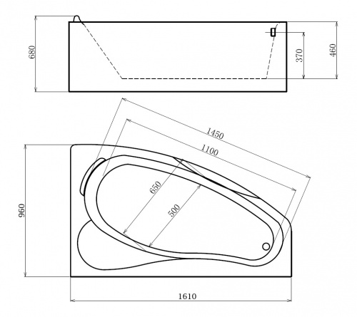 Акриловая ванна Gemy G9046 O R фото 4
