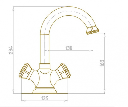 Смеситель на раковину Bronze de Luxe ROYAL (21981/1) фото 2
