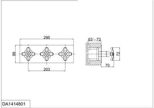 Смеситель для ванны встраиваемый D&K Hessen Lorsch (DA1414801) фото 2