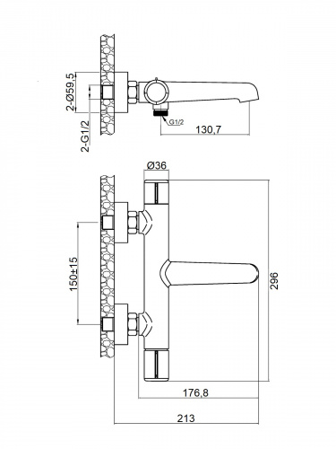 Смеситель для ванны/душа Agger Slim A2210000 фото 3