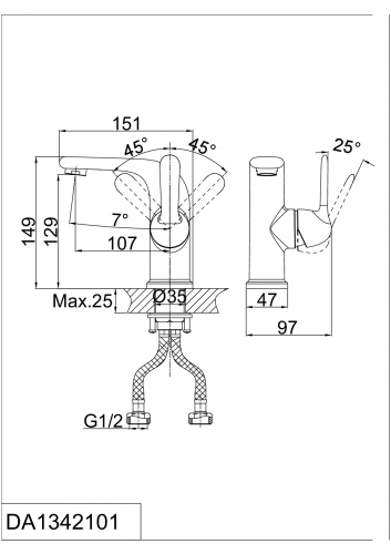 Смеситель для раковины D&K Rhein Ambrosius (DA1342101) фото 7