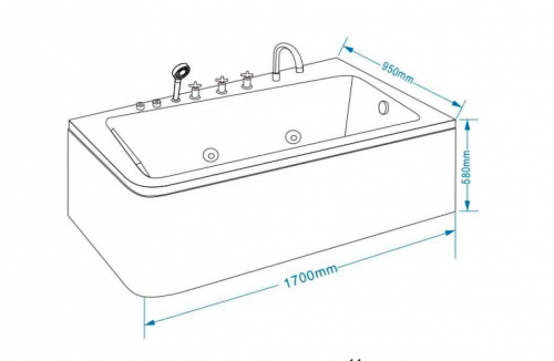 Ванна гидромассажная Grossman  GR-17095-1L (95x170x58) GROSSMAN 1 место фото 8