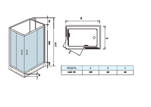 Душевые кабины WeltWasser  LAINE 1201 1200х900х2170 мм фото 9