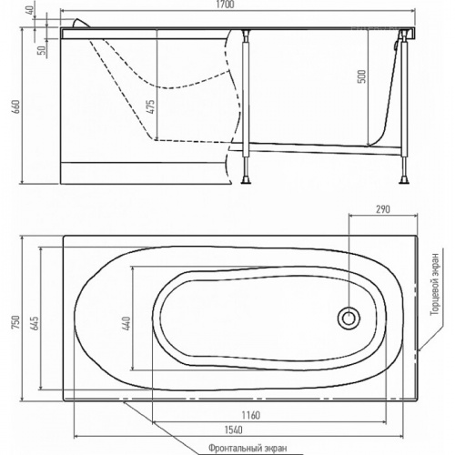 Акриловая ванна Alex Baitler Nemi 170х75 пустая фото 5