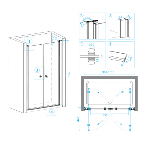 Душевая дверь RGW PA-04 Прозрачное 1000 фото 3