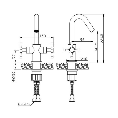 Смеситель для раковины Orange Mia M34-011b черный фото 2