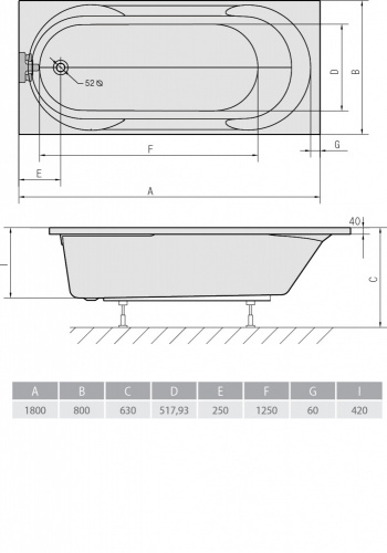 Акриловая ванна ALPEN Satina 180 фото 3