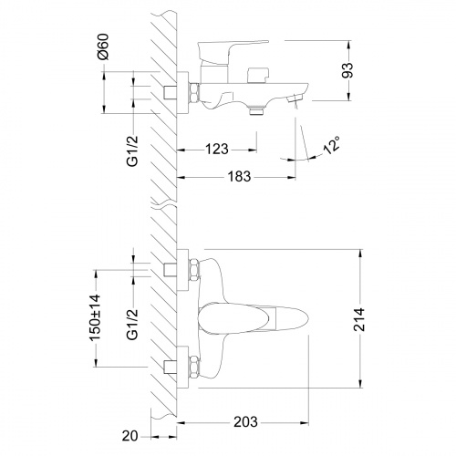 Смеситель для ванны Lemark Nero (LM0214C) фото 4