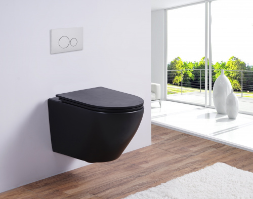 Унитаз подвесной Esbano AZALEA (Matt Black). Размер: 480x365x360.
