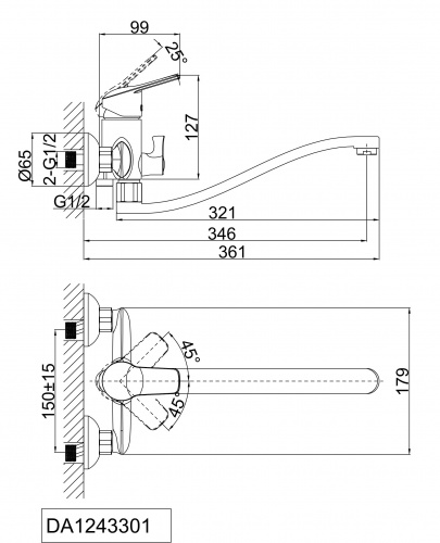 Смеситель для ванны D&K Bayern.Arbeo (DA1243301) фото 10