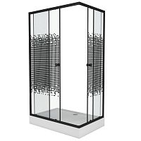 Душевой уголок Niagara  NG- 012-14Q BLACK(1200х800х1950) низкий поддон(13см) стекло МОЗАИКА, 2 места