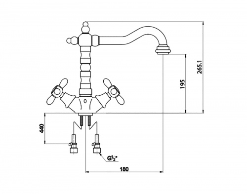 Смеситель для кухонной мойки Timo Ritz (0143FK chrome+gold) фото 3