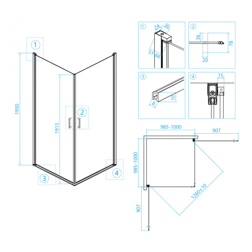 Душевой уголок RGW LE-30 Прозрачное 1000x1000 фото 3