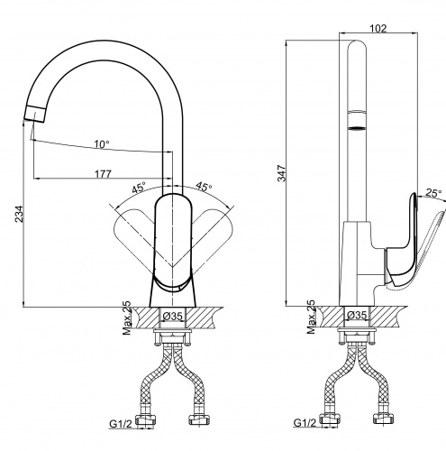 Смеситель для кухни D&K Venice Gondola (DA1022418) фото 2
