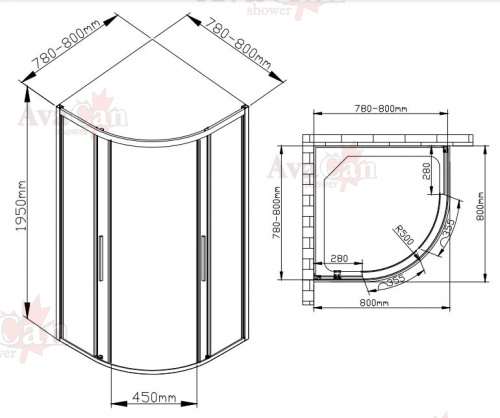 Душевой уголок AvaCan HC 80 MT фото 7