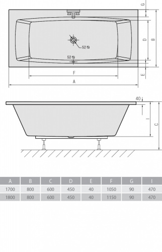 Акриловая ванна ALPEN Kvadra 170 фото 3
