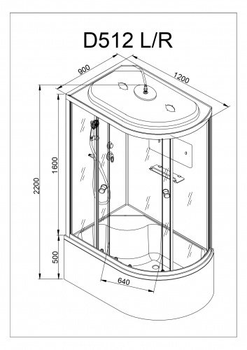 Душевая кабина AvaCan D512S LED L фото 15