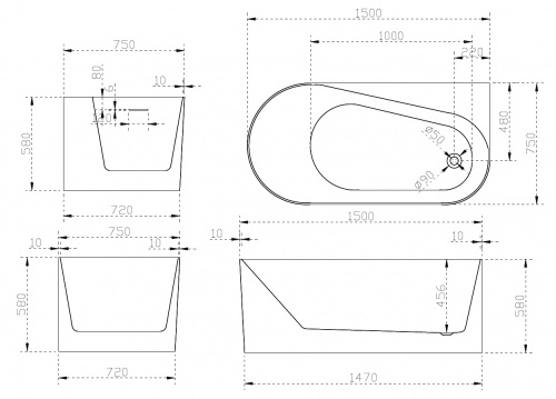 Акриловая ванна ABBER AB9496-1.5 R фото 6