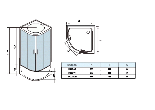 Душевые кабины WeltWasser LAINE 1003 1000х1000х2170 мм фото 12