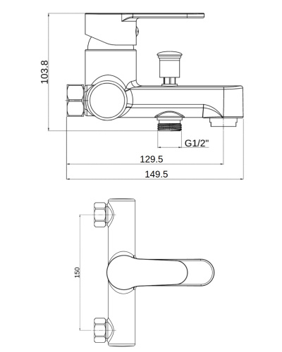 OneLife P07-100cr полимерный смеситель для ванны/душа, хром фото 2
