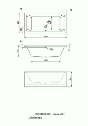 Ванна акриловая Kolpa San Elektra 170х80 фото 2