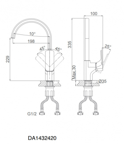Смеситель для кухни D&K Berlin.(DA1432420) высокий антрацит фото 2