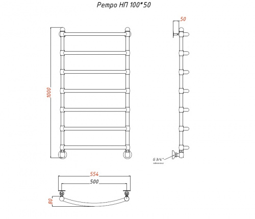 Водяной полотенцесушитель «РЕТРО» НП фото 8