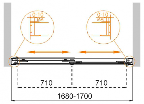 Душевая шторка на ванну CEZARES TANDEM-SOFT-VF-2-170/145-P-Cr фото 3