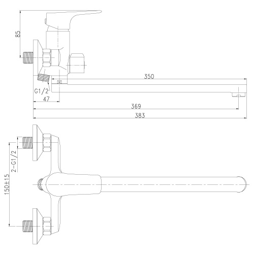 Смеситель для ванны Rossinka RS31 (RS31-32) фото 2