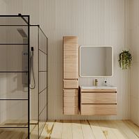 Тумба подвесная STYLE LINE "Атлантика 80", Люкс ясень перламутр, PLUS с раковиной Атлантика 80