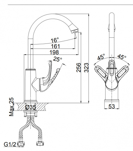 Смеситель для кухни D&K Rhein.Eucharius (DA1372421) высокий грей фото 2