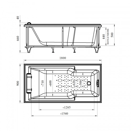 Акриловая ванна Radomir Fra Grande «Руссильон» с панелью фото 3