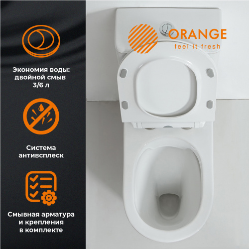 Унитаз-компакт Orange C01-000W безободковый, сиденье с микролифтом фото 14