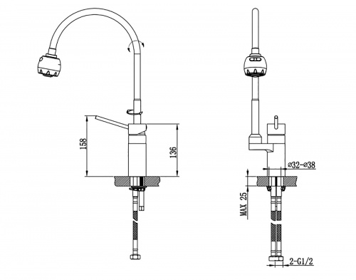 Смеситель для кухонной мойки Timo Saona (2308FS chrome) фото 3