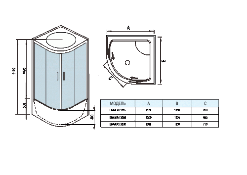 Душевые кабины WeltWasser EMMER 13555 1350х1350х2170 мм фото 10