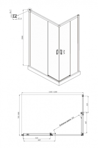 Душевое ограждение Ambassador Queen 11011205LBlack (1200x800x2000), 1 место фото 9