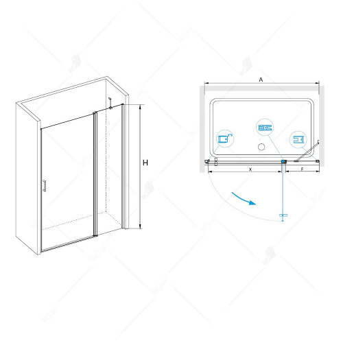 Душевая дверь RGW LE-04 Прозрачное 1200