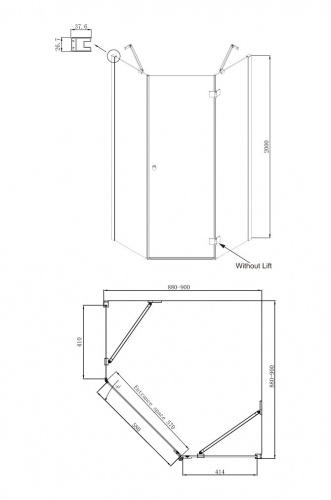 Душевое ограждение Ambassador Diamond 12011111R (900x900x2000), 1 место фото 10
