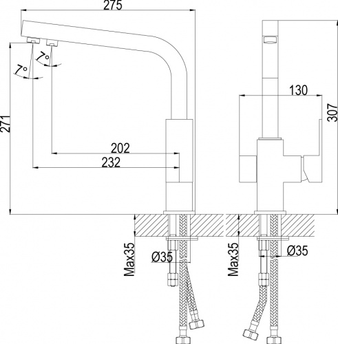 Смеситель для кухонной мойки Rossinka Z (Z35-32) фото 2