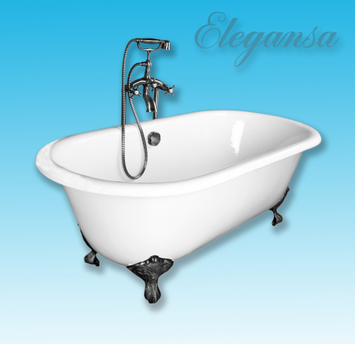 Чугунная ванна отдельностоящяя Elegansa GRETTA CHROME и BRONZE 170х75
