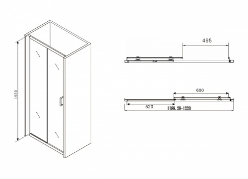 Душевая дверь ABBER Schwarzer Diamant AG30120B фото 2
