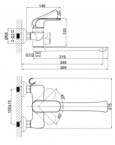 Смеситель для ванны D&K Venice.Gondola (DA1023301) фото 5